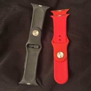 Silicon Apple Watch Band. Perfect for the gym. 1-Black band and 1-Red band